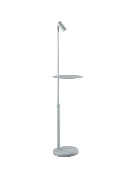 Lampadaire en métal Ortona avec point lumineux et support réglables blanc - 35 x 35 x 150 cm