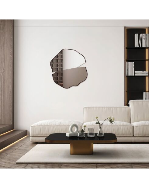 Miroir mural en verre et métal Ortisei de forme irrégulière argent/bronze - 80 x 2 x 80 cm