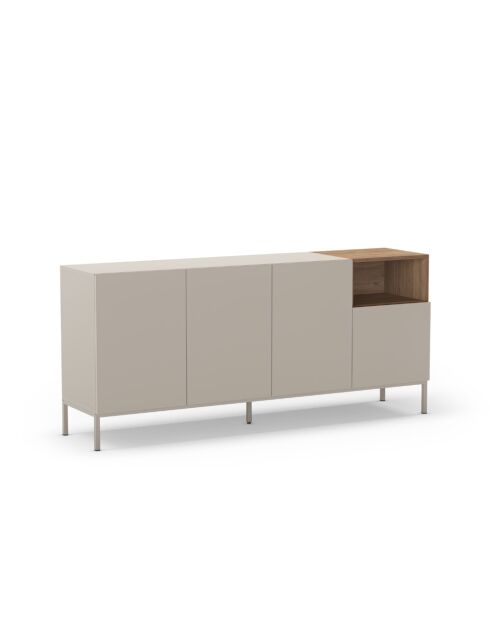 Buffet à 4 portes et 1 étagère Sapri en stratifié avec structure métallique crème/marron - 180 x 42 x 80 cm