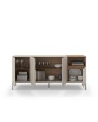 Buffet à 4 portes et 1 étagère Sapri en stratifié avec structure métallique crème/marron - 180 x 42 x 80 cm