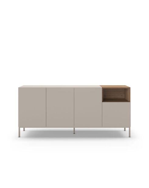 Buffet à 4 portes et 1 étagère Sapri en stratifié avec structure métallique crème/marron - 180 x 42 x 80 cm