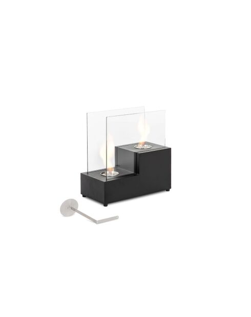 Cheminée de table bioéthanol Legnago en acier inoxydable noir - 40 x 20 x 39 cm