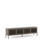Meuble TV à 4 portes en métal perforé moka - 160 x 35 x 50 cm