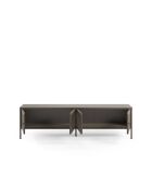 Meuble TV à 4 portes en métal perforé moka - 160 x 35 x 50 cm
