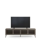 Meuble TV à 4 portes en métal perforé moka - 160 x 35 x 50 cm
