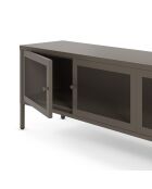 Meuble TV à 4 portes en métal perforé moka - 160 x 35 x 50 cm