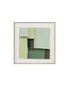 Peinture abstraite Peschici peinte à la main vert/beige - 60 x 4,5 x 60 cm