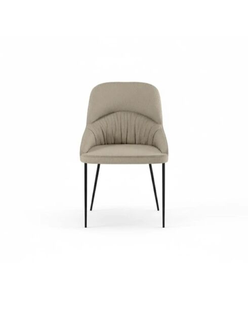 Ensemble de 4 chaises de salle à manger revêtues de tissu Positano beige/noir - 63 x 54 x 89 cm