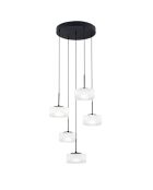 Suspension Moneglia en métal avec cinq diffuseurs et luminosité réglable blanc - 200 cm