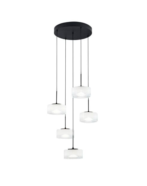 Suspension Moneglia en métal avec cinq diffuseurs et luminosité réglable blanc - 200 cm