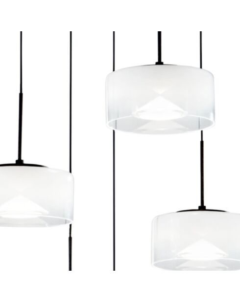 Suspension Moneglia en métal avec cinq diffuseurs et luminosité réglable blanc - 200 cm