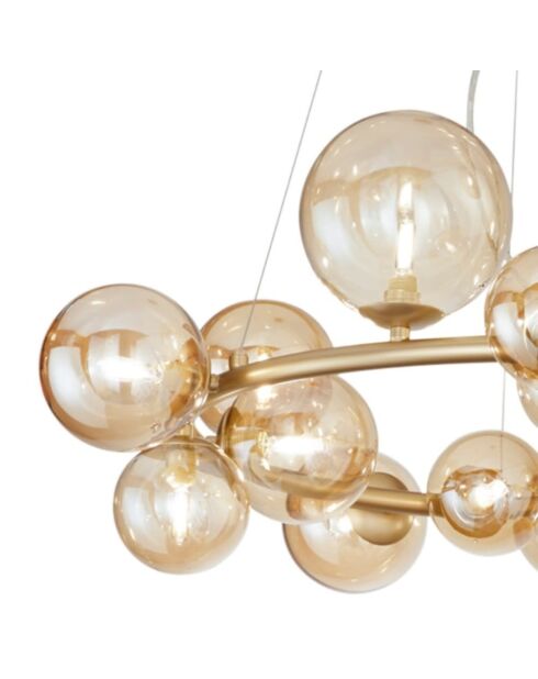 Suspension Surbo en métal avec 16 diffuseurs doré - 82 x 82 x 161 cm