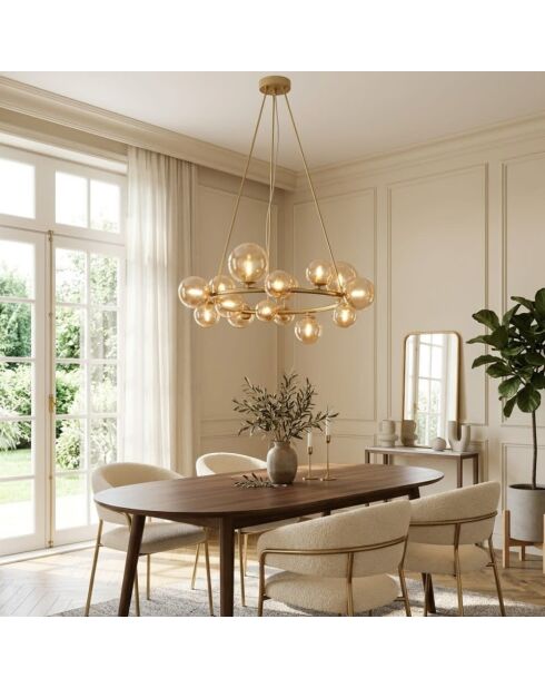 Suspension Surbo en métal avec 16 diffuseurs doré - 82 x 82 x 161 cm