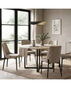 Ensemble de 4 chaises de salle à manger revêtues de tissu Asti beige/noir - 58,5 x 48 x 89 cm