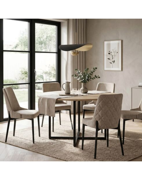 Ensemble de 4 chaises de salle à manger revêtues de tissu Asti beige/noir - 58,5 x 48 x 89 cm