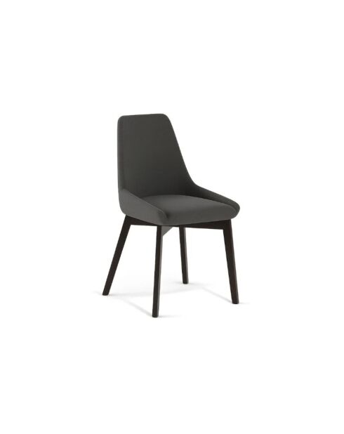 Ensemble de 4 chaises de salle à manger revêtues de tissu Paestum gris foncé/noyer massif - 49,5 x 62 x 87 cm