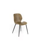 Ensemble de 4 chaises de salle à manger revêtues d'un tissu doux au toucher effet velours Arezzo sable/noir - 45 x 55 x 83 cm