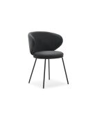 Ensemble de 2 chaises en tissu Staletti avec pieds en métal gris foncé - 60 x 58 x 78 cm