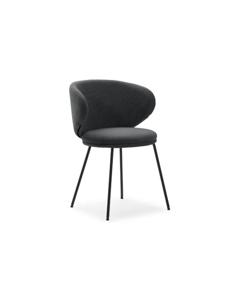Ensemble de 2 chaises en tissu Staletti avec pieds en métal gris foncé - 60 x 58 x 78 cm