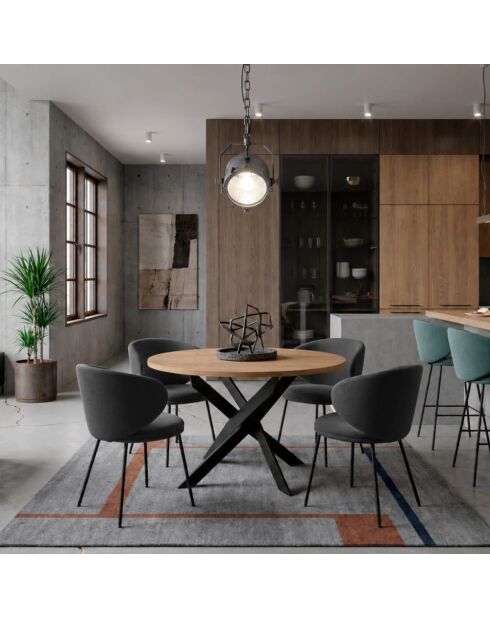 Ensemble de 2 chaises en tissu Staletti avec pieds en métal gris foncé - 60 x 58 x 78 cm