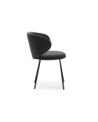 Ensemble de 2 chaises en tissu Staletti avec pieds en métal gris foncé - 60 x 58 x 78 cm