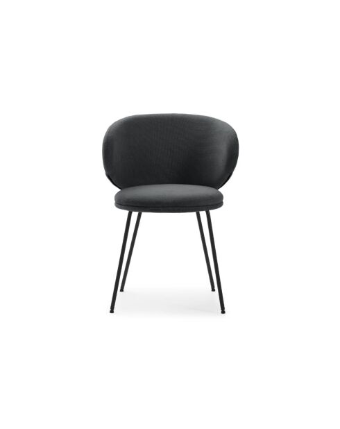 Ensemble de 2 chaises en tissu Staletti avec pieds en métal gris foncé - 60 x 58 x 78 cm