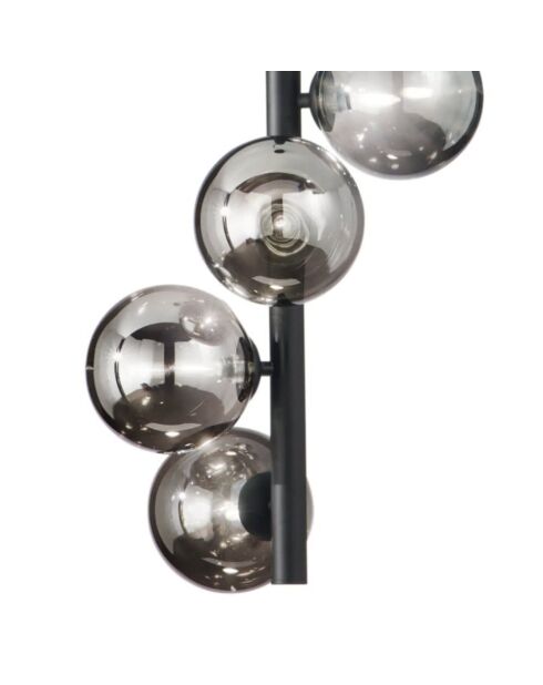 Suspension Surbo en métal avec cinq diffuseurs en verre noir - 36,1 x 60,4 x 60,4 cm