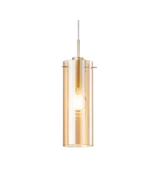 Suspension Dorgali en métal avec diffuseur en verre simple doré - 10 x 10 x 33 cm