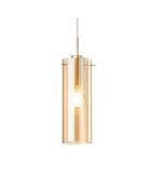 Suspension Dorgali en métal avec diffuseur en verre simple doré - 10 x 10 x 33 cm