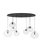 Suspension Melissa en métal avec huit diffuseurs en verre soufflé noir - 166 x 81,5 x 32,5 cm