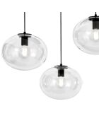 Suspension Melissa en métal avec huit diffuseurs en verre soufflé noir - 166 x 81,5 x 32,5 cm