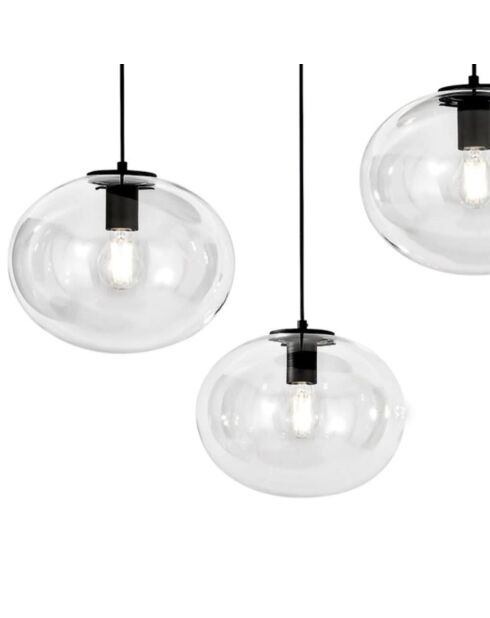 Suspension Melissa en métal avec huit diffuseurs en verre soufflé noir - 166 x 81,5 x 32,5 cm