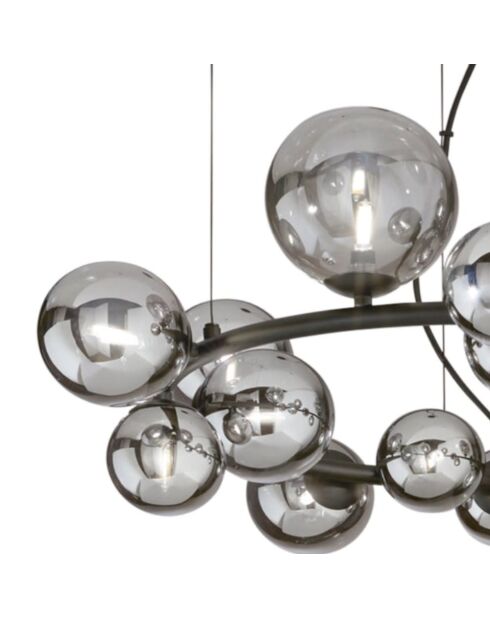 Suspension Surbo en métal avec 16 diffuseurs noir - 82 x 82 x 36,5 cm