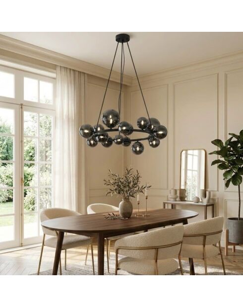 Suspension Surbo en métal avec 16 diffuseurs noir - 82 x 82 x 36,5 cm