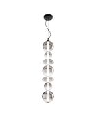 Suspension en métal Sanarica avec sept abat - jour en verre noir - 20 x 20 x 117,4 cm