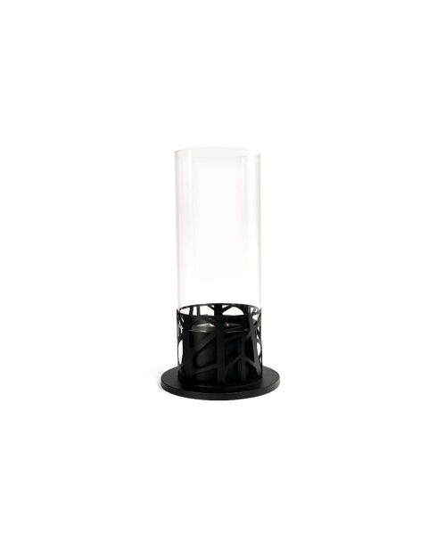 Cheminée de table bioéthanol Livigno en acier inoxydable noir - 20,3 x 20,3 x 50 cm