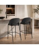 Ensemble de 2 tabourets de bar et de cuisine en tissu Lucca gris/anthracite - 50 x 52 x 89 cm