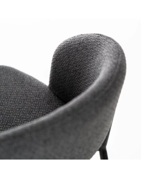 Ensemble de 2 tabourets de bar et de cuisine en tissu Lucca gris/anthracite - 50 x 52 x 89 cm