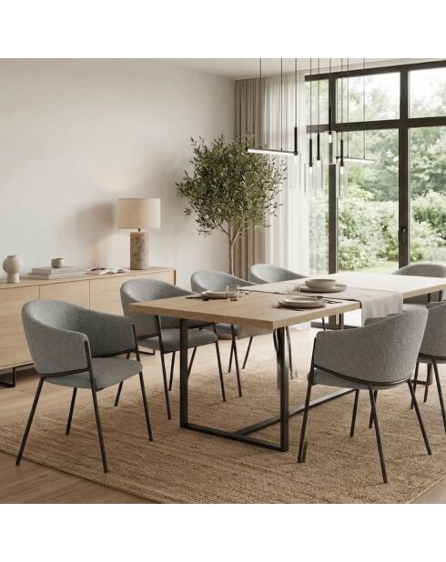 Ensemble de 2 chaises de salle à manger avec structure en métal Benevento gris/anthracite - 60 x 53 x 78 cm