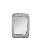 Miroir mural rectangulaire Ostuni avec cadre en pierre fossilisée gris - 90 x 65 x 3,5 cm