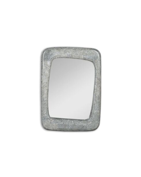 Miroir mural rectangulaire Ostuni avec cadre en pierre fossilisée gris - 90 x 65 x 3,5 cm