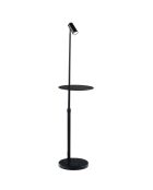 Lampadaire en métal Ortona avec point lumineux et support réglables noir - 35 x 35 x 150 cm
