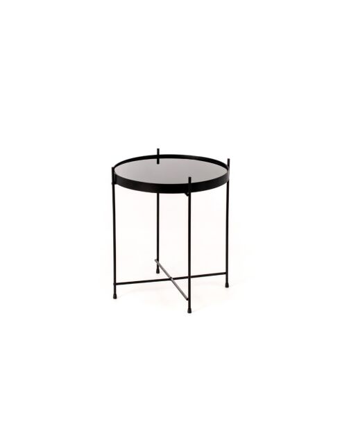 Table basse en verre trempé Bassano 38 fumée/noir - 38 x 38 x 43 cm