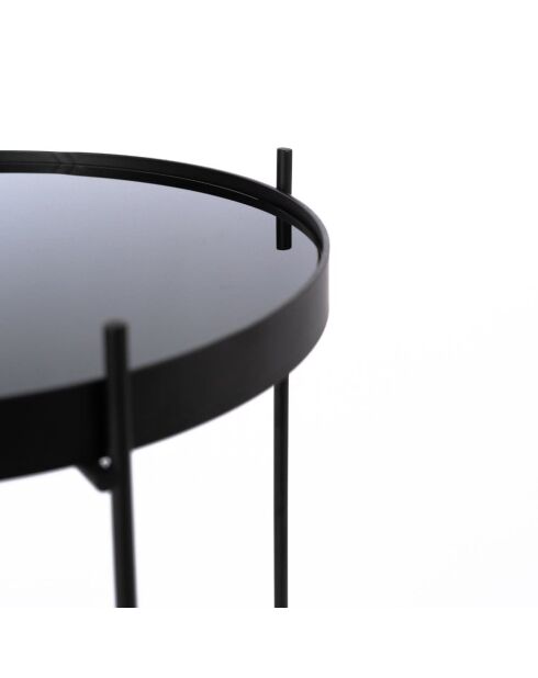 Table basse en verre trempé Bassano 38 fumée/noir - 38 x 38 x 43 cm