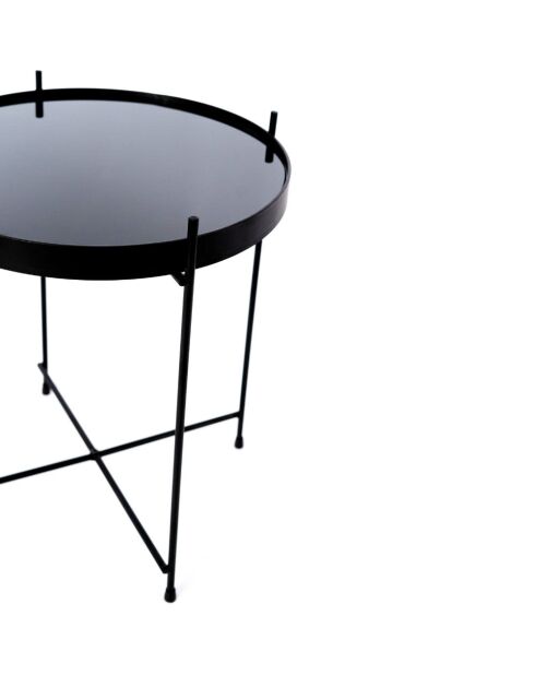 Table basse en verre trempé Bassano 38 fumée/noir - 38 x 38 x 43 cm