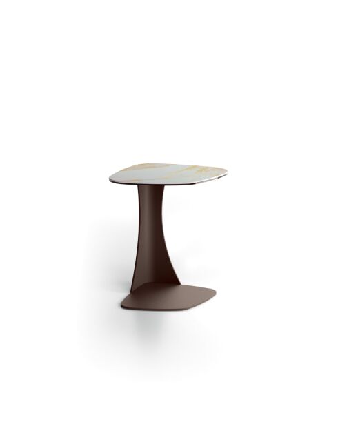 Table basse en céramique Alessandria marbre de calacatta/bronze - 45 x 45 x 53 cm