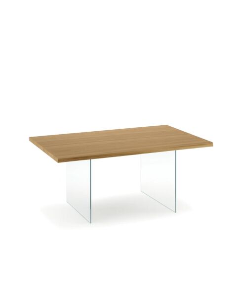 Table de salle à manger extensible en verre trempéTrieste 200 chêne/transparent - 200/300 cm