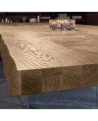 Table de salle à manger extensible en verre trempéTrieste 200 chêne/transparent - 200/300 cm