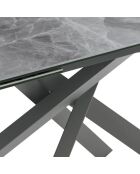 Table de salle à manger en verre Vicenza extensible marbre gris/anthracite - 160/240 cm