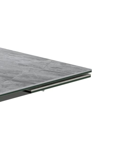 Table de salle à manger en verre Vicenza extensible marbre gris/anthracite - 160/240 cm